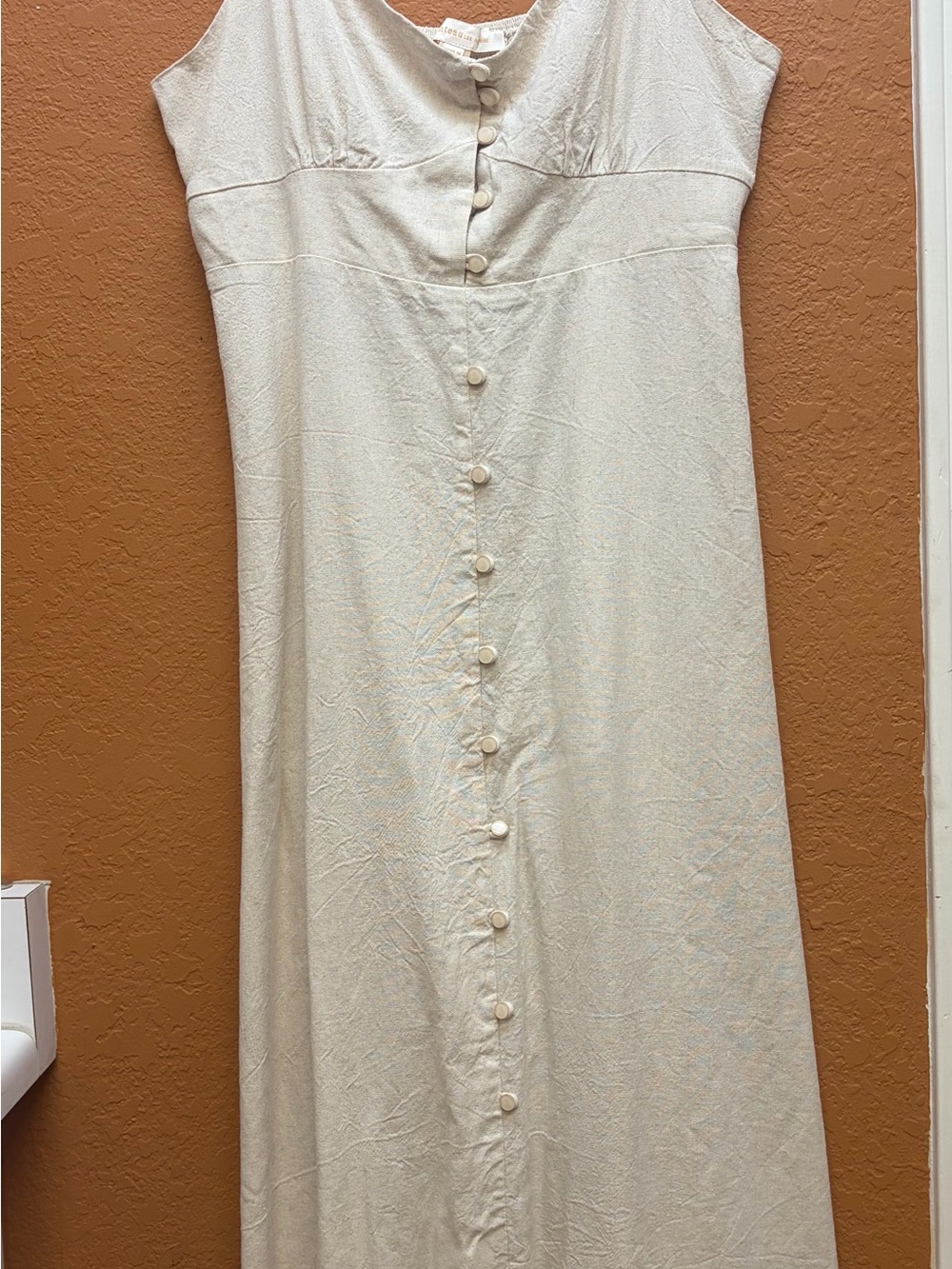 Cream Button-Front Maxi Dress